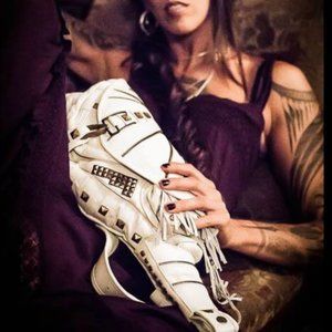 Unisex White leather bag, adjustable cross body, grommets, & custom hand made